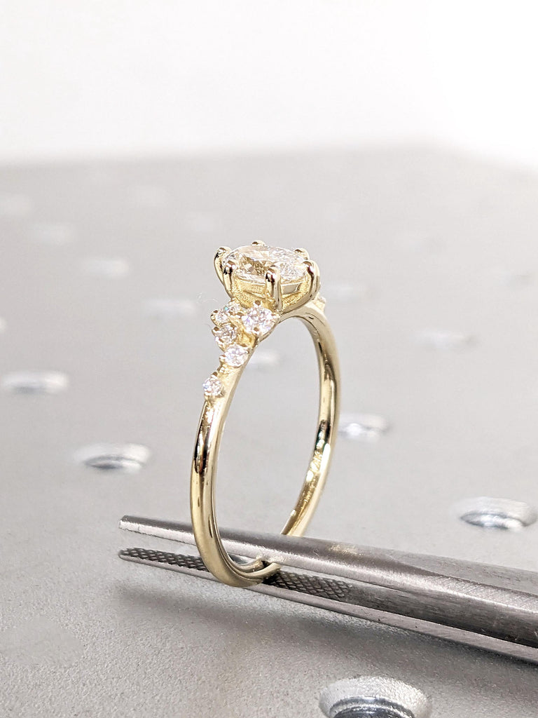 Oval IGI Diamond Promise Anniversary Ring | Solid Gold Rings for Women | Certified Lab Created Diamond Ring | 1ct, 1.5 Carat Engagement Ring