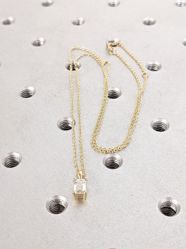 Eco Friendly D/F VVS Lab Grown Diamond Solitaire Necklace for Her | Minimalist Jewelry | Everyday Wear Woman Necklace | Emerald cut Diamond