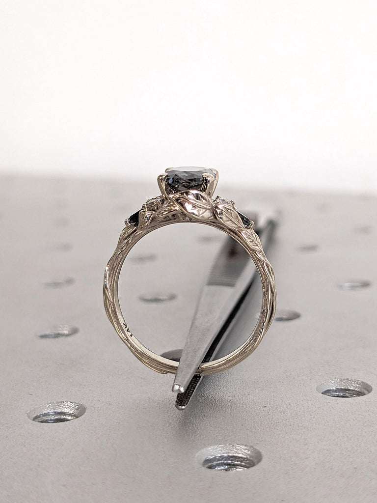 Unique Leaf Ring | Leaf Engagement Ring | Rustic Engagement | 14k 18k Gold Rings for Women | Natural Diamond Ring