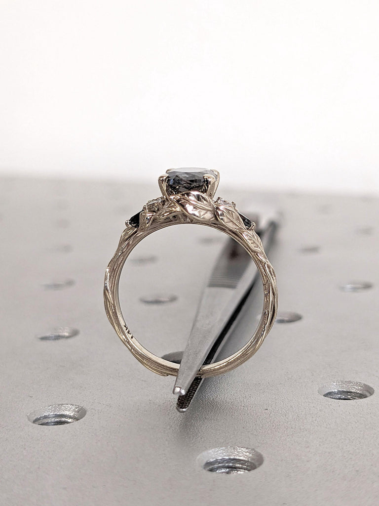 Unique Leaf Ring | Leaf Engagement Ring | Rustic Engagement | 14k 18k Gold Rings for Women | Natural Diamond Ring