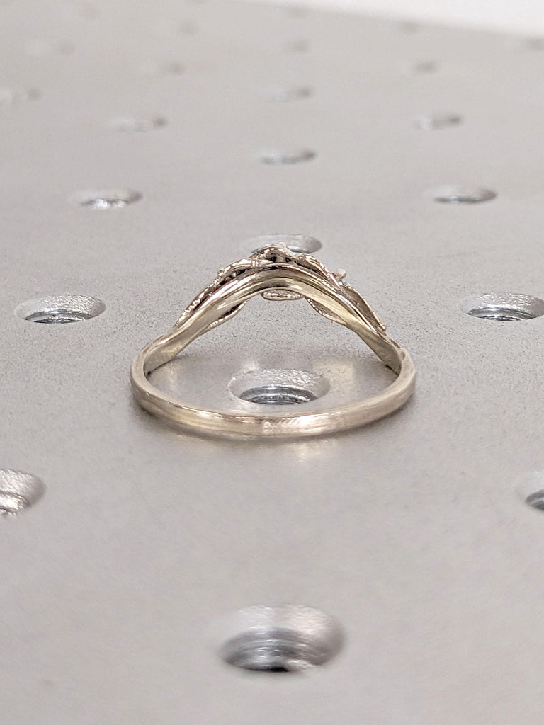Art Deco Leaf Wedding Band | 14k Gold Natural Inspire Leaf Branch Ring | Custom Ring Anniversary Gift For Her | Black Onyx Diamond Cluster