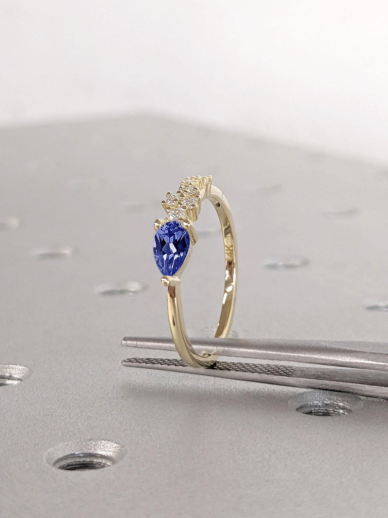 0.5ct Sapphire Promise Anniversary Ring | IGI Certified Eco Friendly Lab Diamond Proposal Ring | Lab Grown Diamond Engagement Ring | Simple Sapphire and Diamond Ring | 14k Wedding Ring