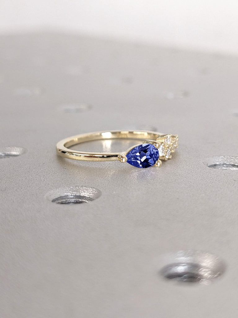 0.5ct Sapphire Promise Anniversary Ring | IGI Certified Eco Friendly Lab Diamond Proposal Ring | Lab Grown Diamond Engagement Ring | Simple Sapphire and Diamond Ring | 14k Wedding Ring