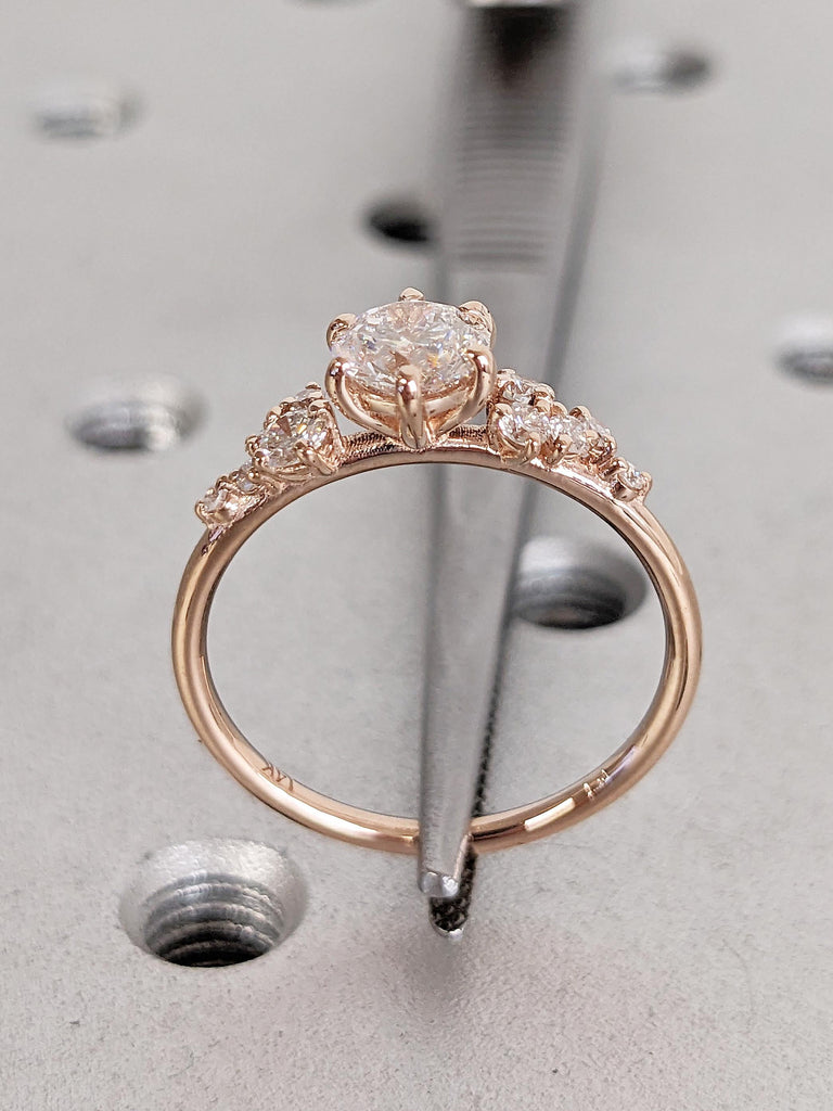 Lab Grown Diamond Engagement Ring | Rose Gold Diamond Wedding Ring | Dainty Diamond Ring | Snowdrift Lab Diamond Ring | Unique Cluster Rings