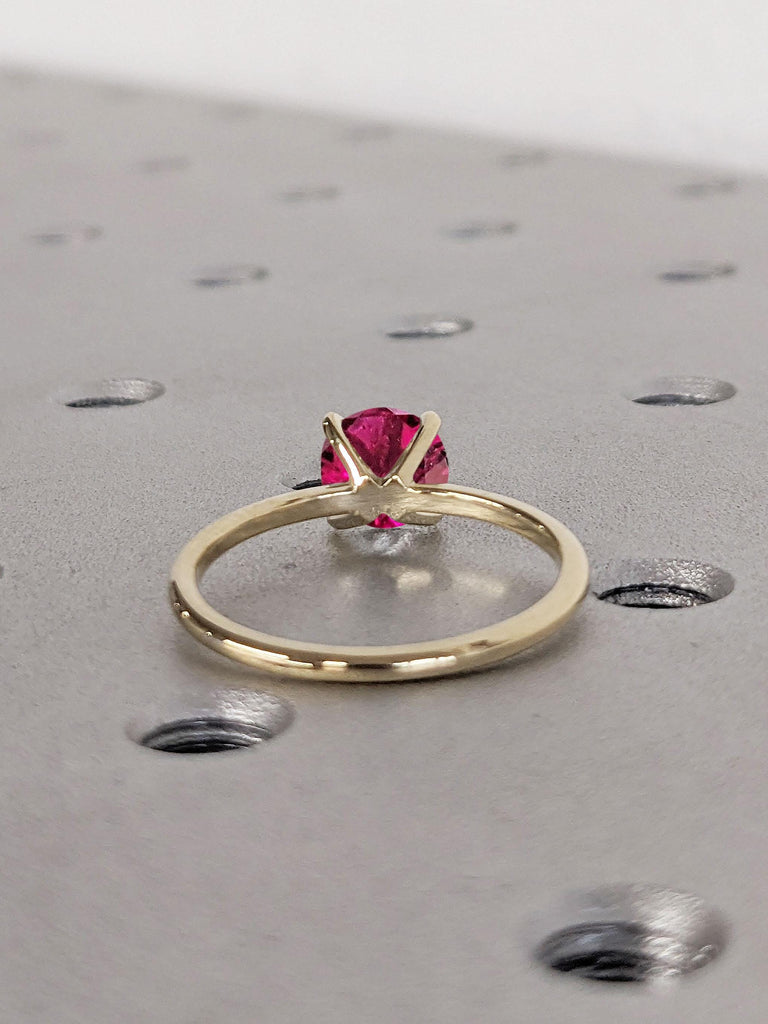 14k Solid Gold Ruby Engagement Ring, Minimalist Ring, Birthstone Jewelry, Ruby Gemstone Ring, July Birthstone Ring, Red Ruby Rings for Women