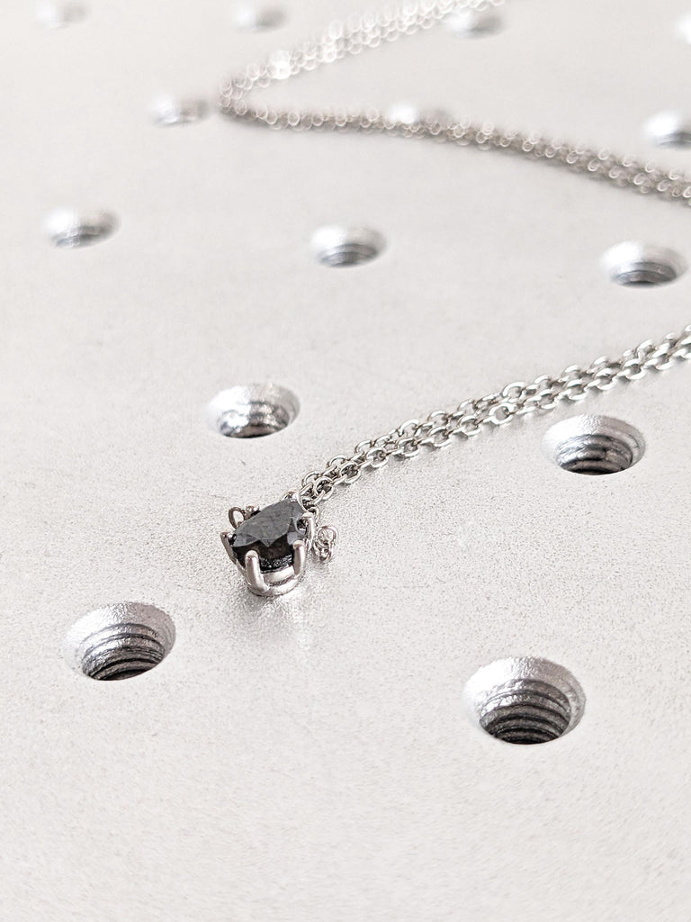 Natural Black Diamond Solitaire Pendant | 5mm, 6.5mm, 8mm Pear cut Diamond Necklace | Everyday Wear Simple Gold Necklace | Woman Necklace