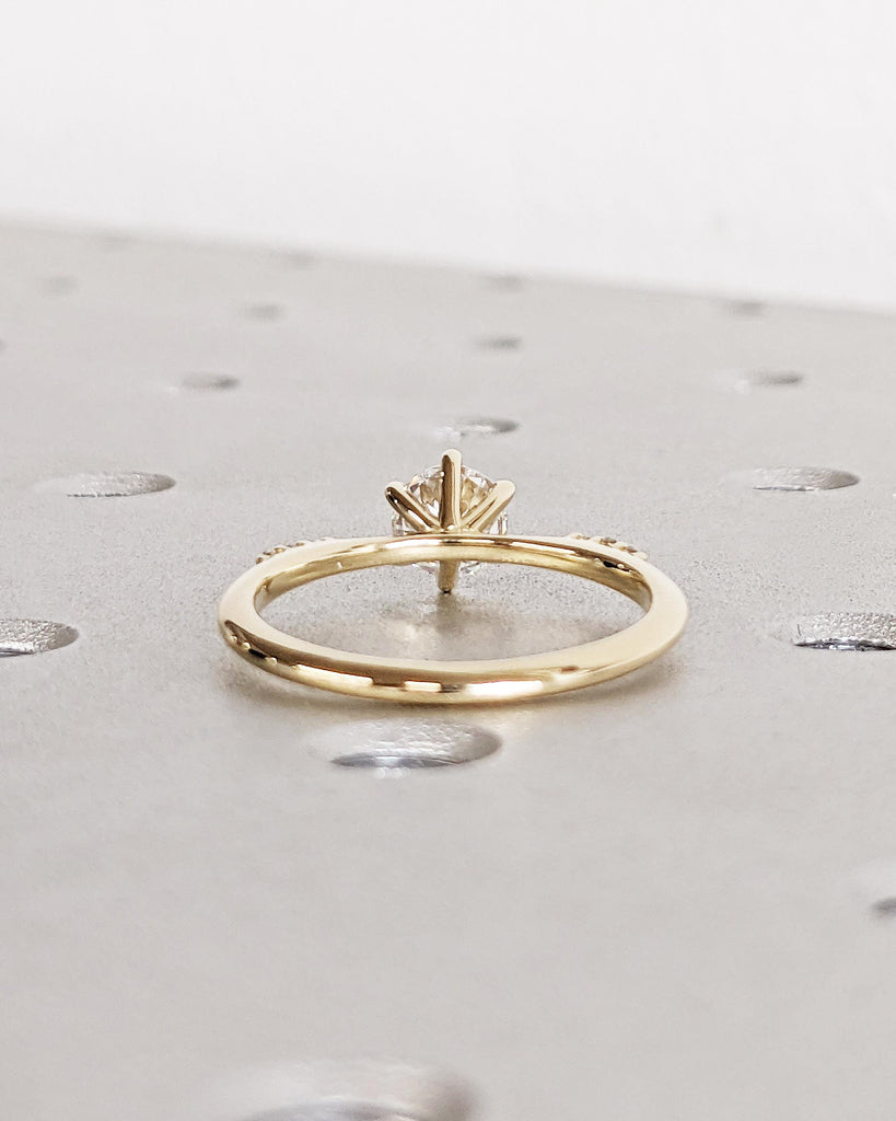 Round Moissanite Rings for Women, 14K Solid Gold Ring, Minimalist Ring, Dainty Engagement Ring, Anniversary Ring, VVS Ring, Bridal Jewelry