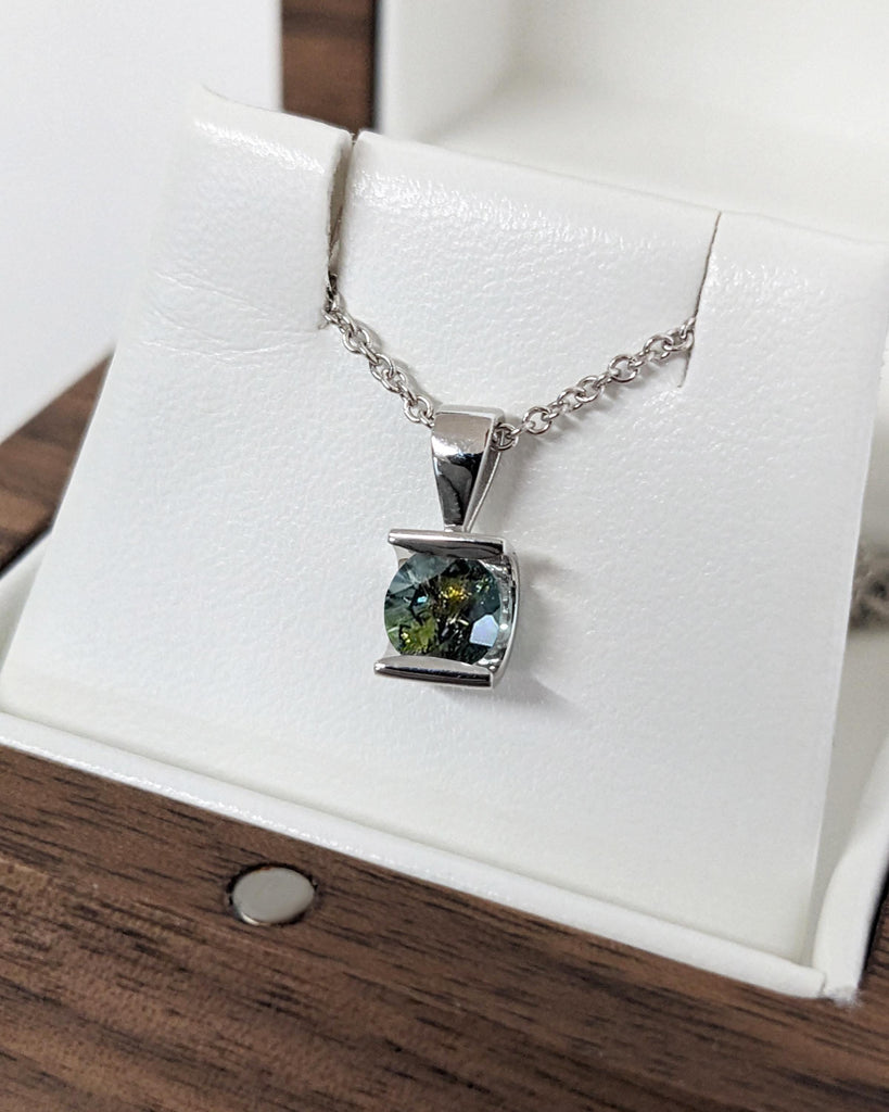 18k White Gold Solitaire Necklace | White Gold Necklace | Minimalist Gold Chain Woman Necklace