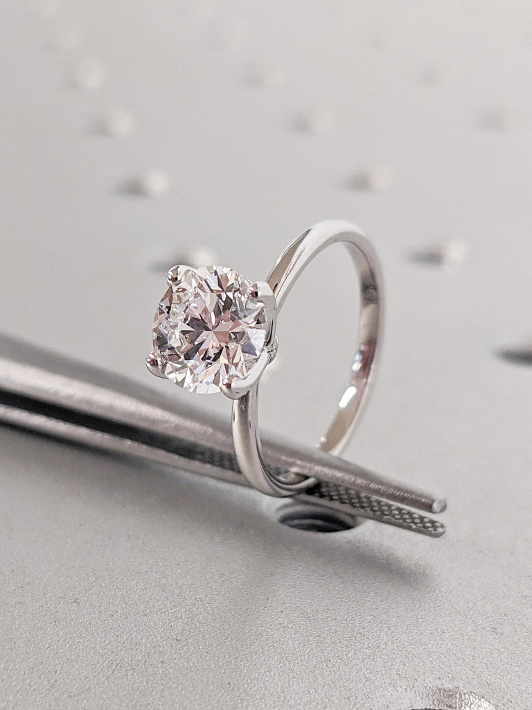 Solitaire White Gold Ring, Moissanite Rings for Women, Gold Engagement Ring, Moissanite Simple Rings, Wedding Anniversary Ring, Gift for Her