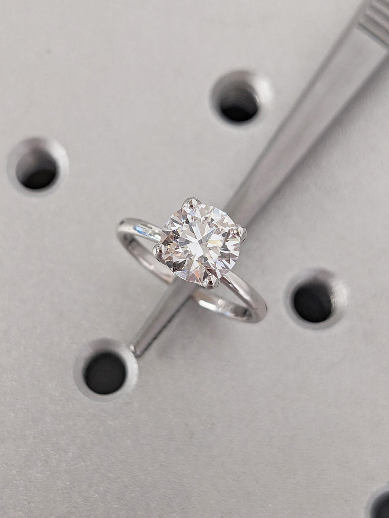 Solitaire White Gold Ring, Moissanite Rings for Women, Gold Engagement Ring, Moissanite Simple Rings, Wedding Anniversary Ring, Gift for Her