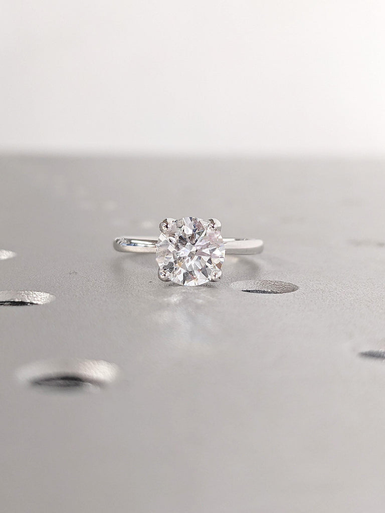 Solitaire White Gold Ring, Moissanite Rings for Women, Gold Engagement Ring, Moissanite Simple Rings, Wedding Anniversary Ring, Gift for Her