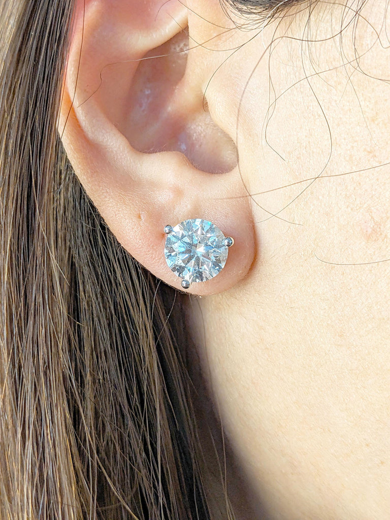 3 Carat Certified Man Made Diamonds | Bridal Stud Earrings | Woman Earrings | Round Diamond Earrings for Her | 14k White Gold Stud Earrings