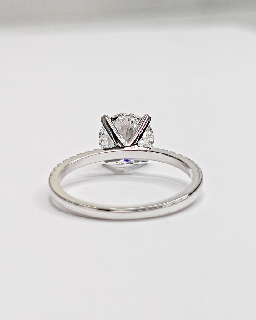 Round Cut Moissanite Engagement Ring | 18K White Gold Promise Ring | Dainty Diamond Proposal Ring | Personalized Wedding Ring | Anniversary