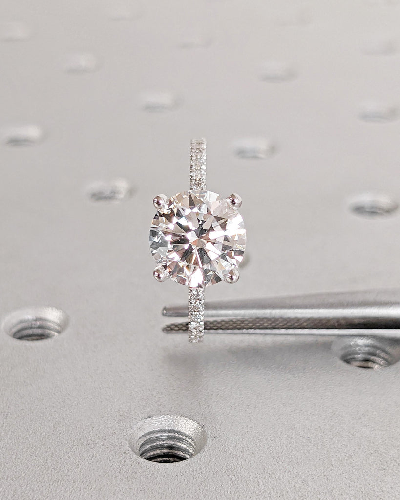Round Cut Lab Diamond Engagement Ring | 18K White Gold Promise Ring | Dainty Diamond Proposal Ring | Personalized Wedding Ring | Anniversary