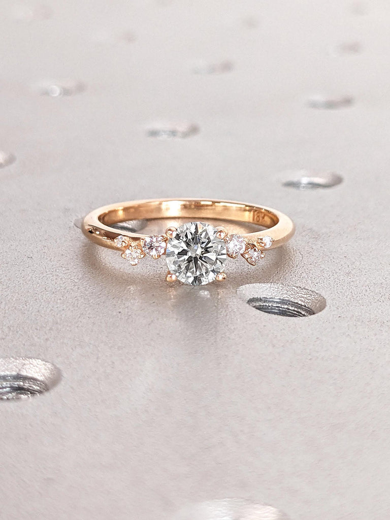 Yellow Gold Women Wedding Ring | Moissanite Cluster Snowdrift Promise Anniversary Ring, Gift for Wife | VVS Moissanite Engagement Ring