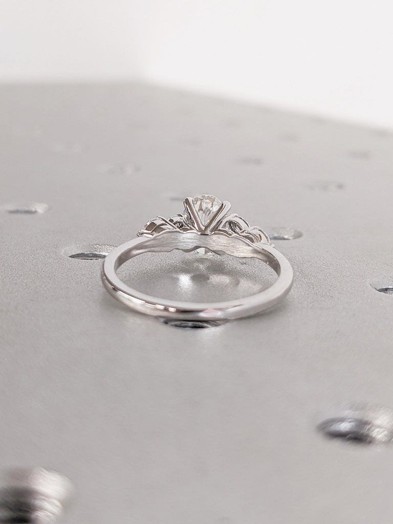 Lab Grown Diamond Ring, 14k Gold Nature Inspired Engagement Ring, Art Deco Lab Diamond Ring, Gold Statement Ring, Marquise Cut Flower Ring