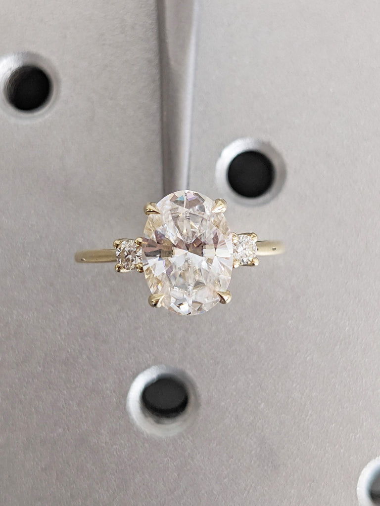 0.5-4ct Moissanite Ring, 14k Gold Engagement Ring, Wedding Rings Women, Personalized Ring, Oval and Round Moissanite Rings, Proposal Ring