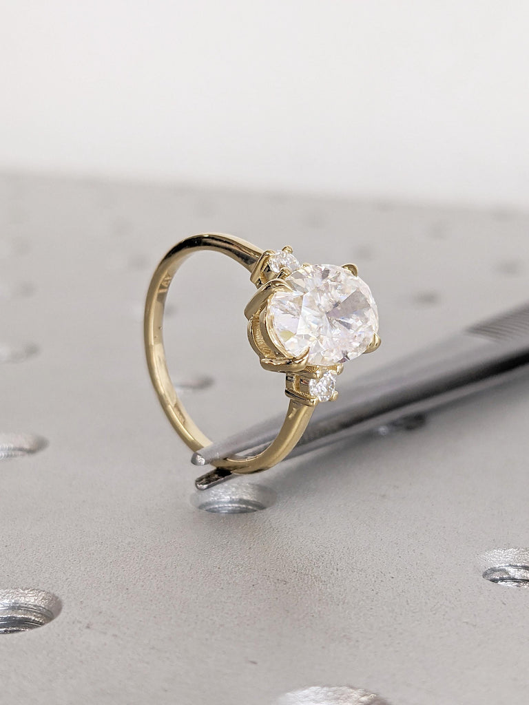 0.5-4ct Moissanite Ring, 14k Gold Engagement Ring, Wedding Rings Women, Personalized Ring, Oval and Round Moissanite Rings, Proposal Ring