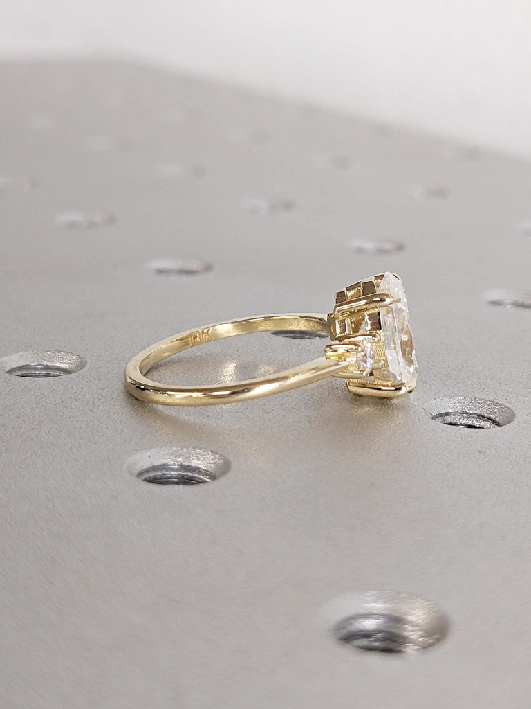 2ct Lab Diamond Ring, Oval Engagement Ring, 14k Yellow Gold Wedding Rings for Women, Lab Grown Diamond Anniversary Ring, Gold Statement Ring