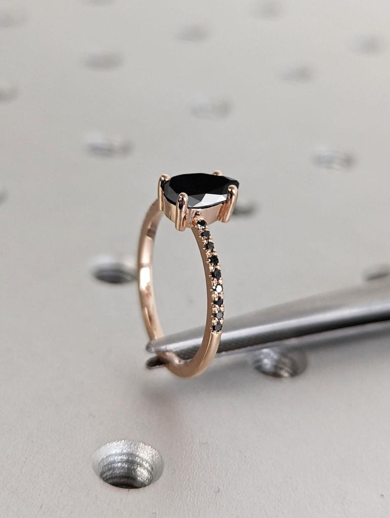 Half Eternity Diamond Ring | Black Diamond Engagement Ring | Promise Ring for Women