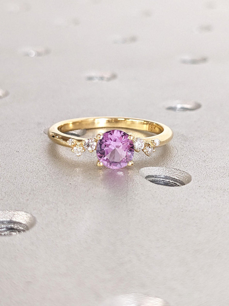 Lab Alexandrite and IGI Diamond Engagement Ring for Women | Purple Gemstone Ring | June Birthstone Jewelry | Birthday Gift for Her