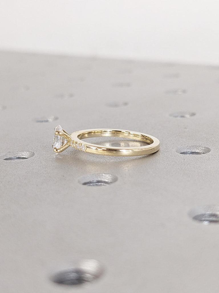 Oval Moissanite Engagement Ring | Dainty 14k Solid Gold Ring | Anniversary Rings for Women | Art Deco Moissanite Rings | Unique Wedding Gift