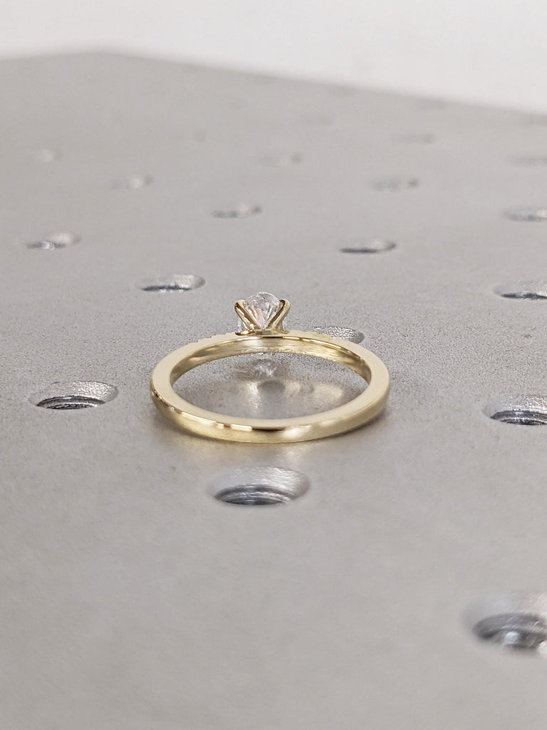Oval Engagement ring | Lab Grown Diamond Ring | Dainty 14k Gold Engagement Ring | Unique Lab Created Diamond | Simple Diamond Ring for Women