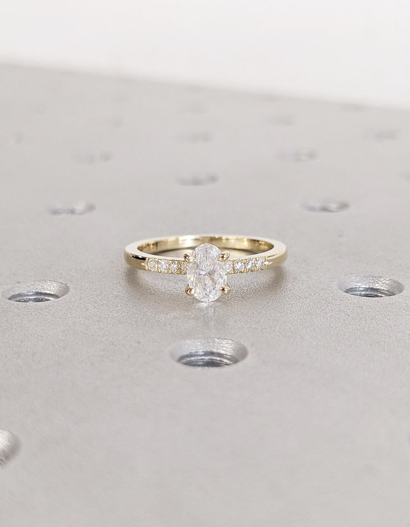 Oval Engagement ring | Lab Grown Diamond Ring | Dainty 14k Gold Engagement Ring | Unique Lab Created Diamond | Simple Diamond Ring for Women