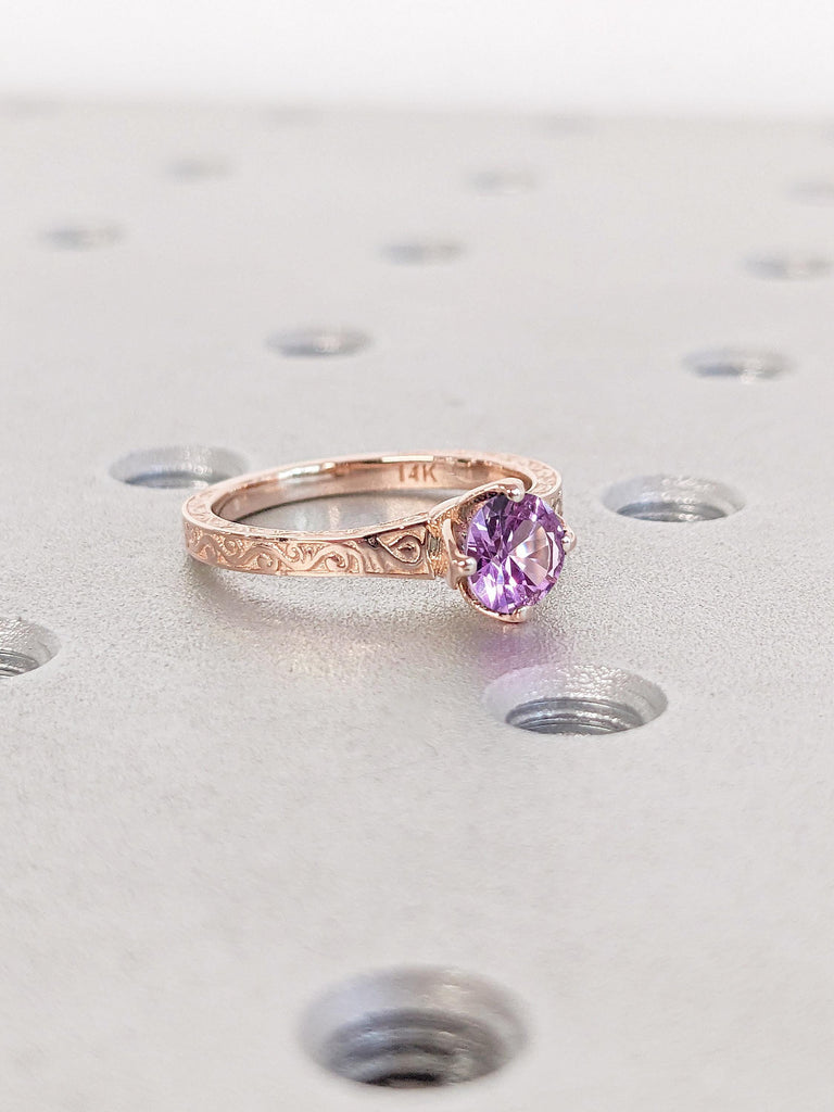 Purple Engagement | Vintage Promise Anniversary Ring Gift for Wife | Purple Gemstone Crystal Ring
