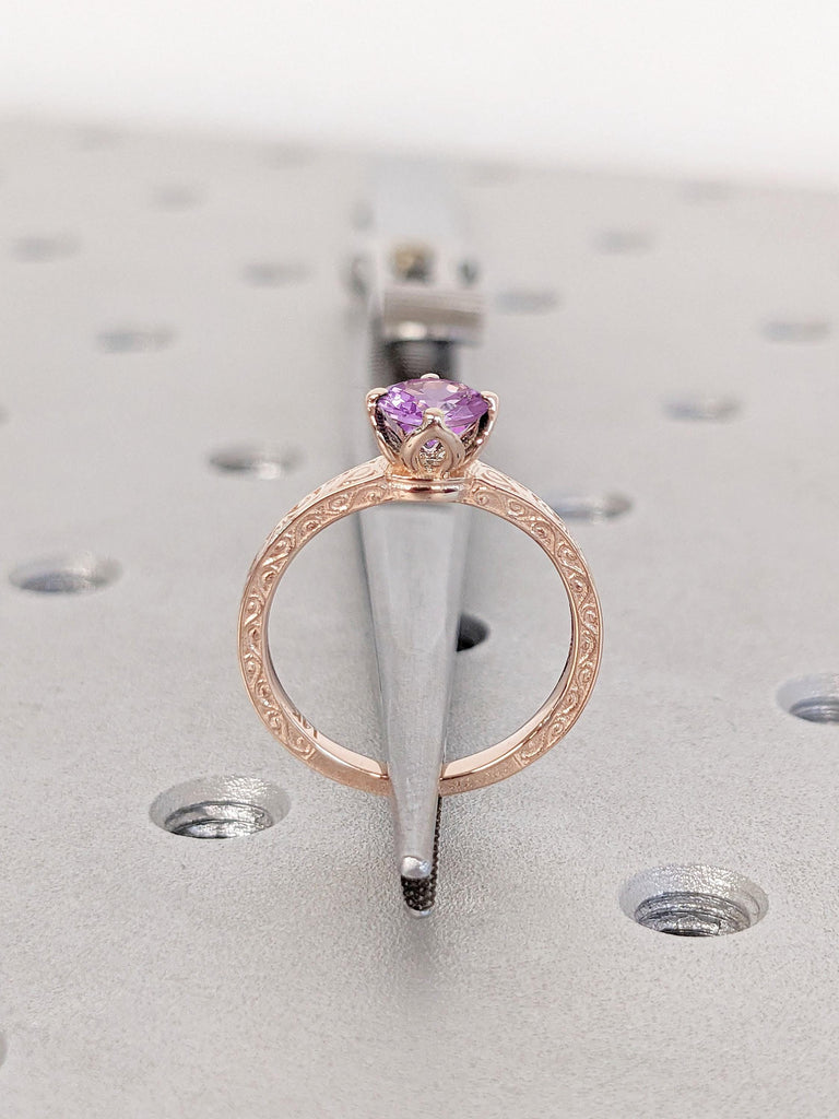 Unique Tulip Floral Engagement Ring for Her | Flower Basket Ring | Nature Inspired Alexandrite Ring | June Birthstone