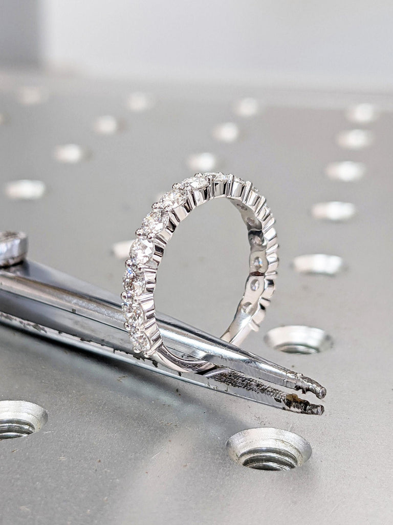 2.5MM Round Diamond Eternity Wedding Band Ring | 3/4 Eternity Diamond Cluster Ring | 14k Solid Gold Eternity Ring Wedding Band Stacking Ring