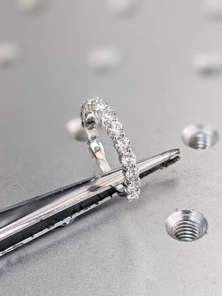 2.5MM Round Diamond Eternity Wedding Band Ring | 3/4 Eternity Diamond Cluster Ring | 14k Solid Gold Eternity Ring Wedding Band Stacking Ring