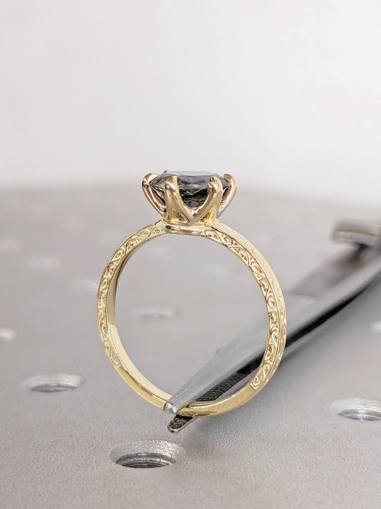 Round Solitaire Diamond Engagement Ring | Real Yellow Gold Rings for Women