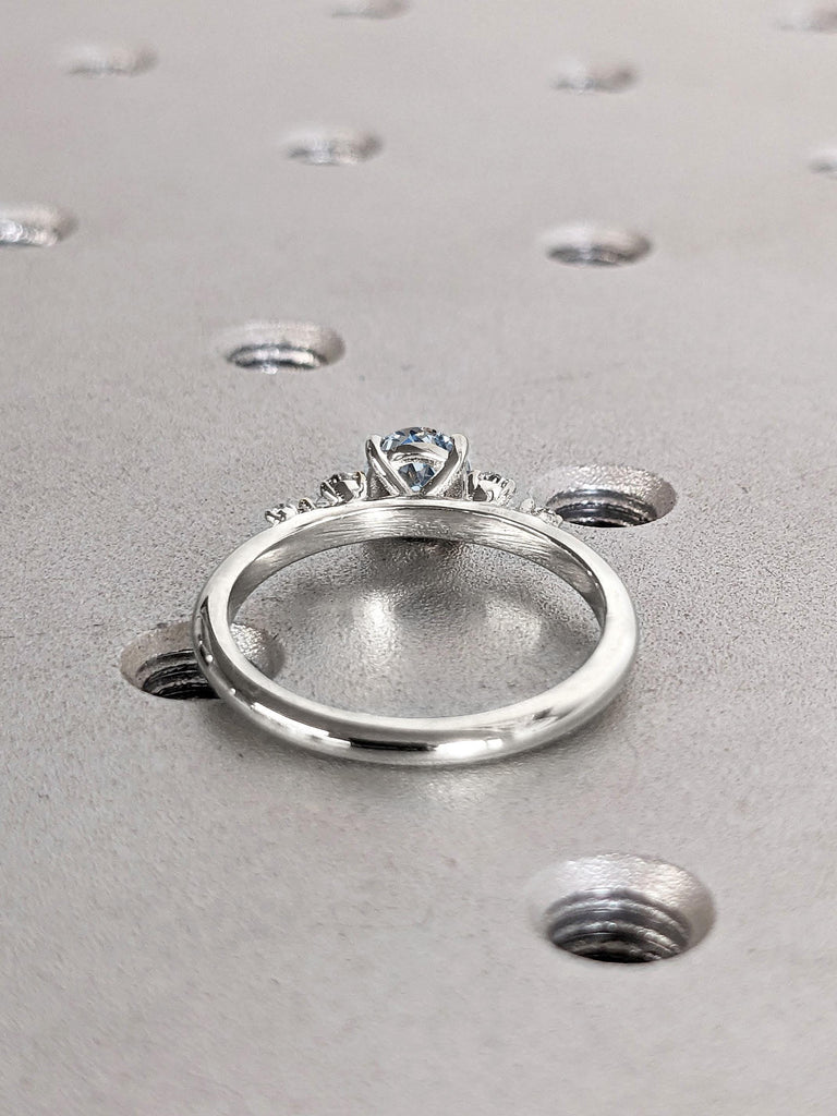 1 Carat, 2ct Aquamarine Ring | Handmade Round Cut Ring | White Gold Ring Beautiful Engagement Ring | Wedding Ring, Promise Ring Women Gift