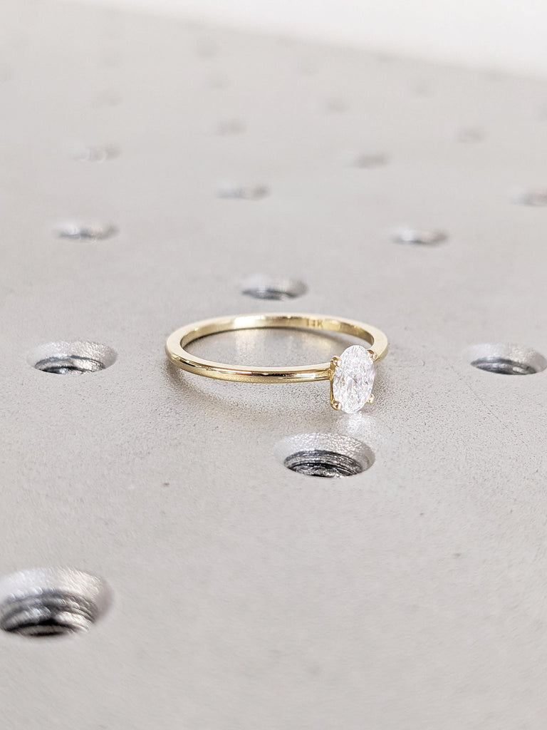 Oval Engagement Ring | 14k Gold Moissanite Rings for Women | Unique Minimalist Ring | Wedding Anniversary Gift for Her | Women Wedding Ring