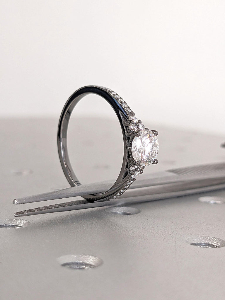 D Color VS1 Lab Grown Diamond Art Deco Promise Ring | Woman Bridal Ring | Multi Stone Ring | Alternative Wedding Ring | Gothic Engagement
