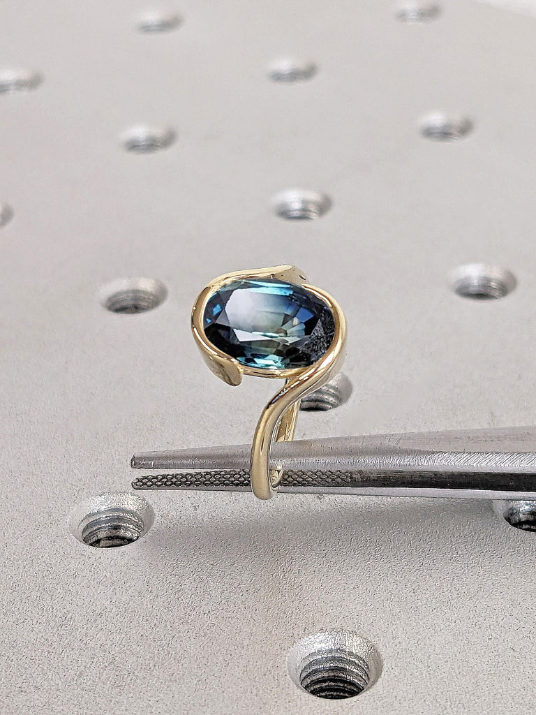 Natural Teal Sapphire Promise Ring for Her | Oval Sapphire Solitaire Ring | 2CT Engagement Ring | Birthstone Ring | Gemstone Engagement Ring