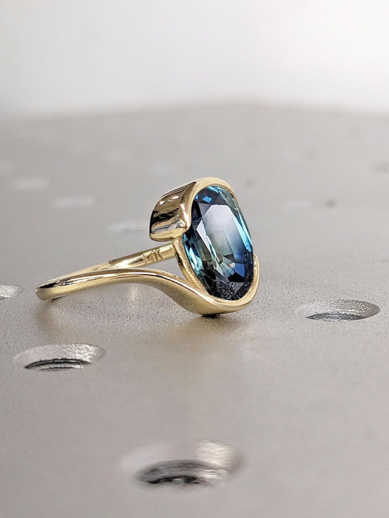 Bezel set Ring | Bezel Blue Sapphire Solitaire Engagement Ring