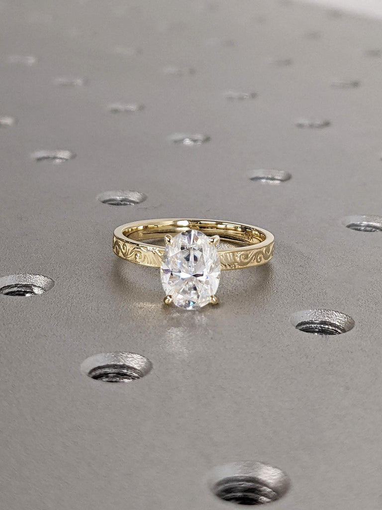 Best Man Made Diamond Engagement Rings for Women | Real Solid Gold Ring | Antique Proposal Ring