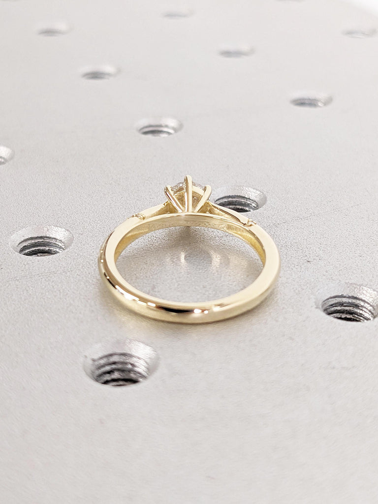 Round Moissanite Engagement Ring, Dainty 14k Solid Gold Ring, Solitaire Moissanite Rings for Women, Gift for Girlfriend, Women Wedding Ring