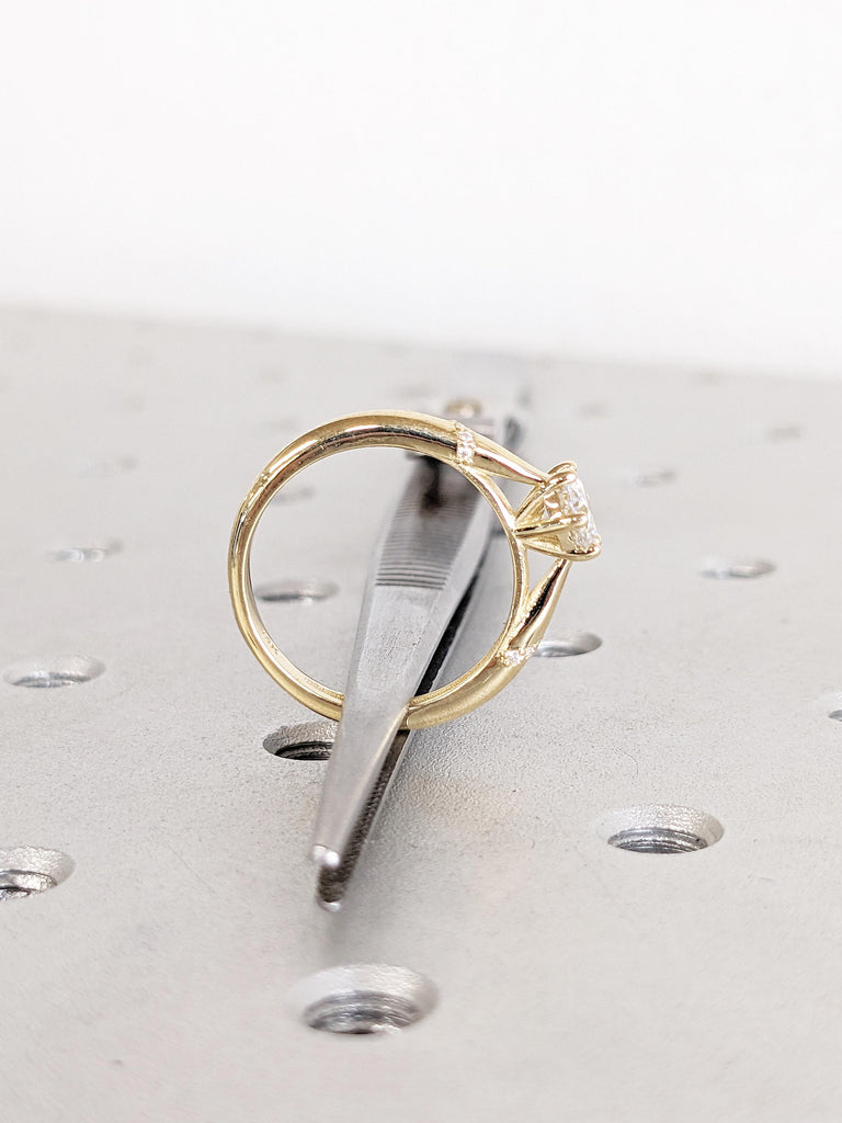Lab Grown Diamond Engagement Ring, 14k Yellow Gold Round Lab Diamond Ring, Solitaire Anniversary Ring, Unique Wedding Ring, Engagement Gift