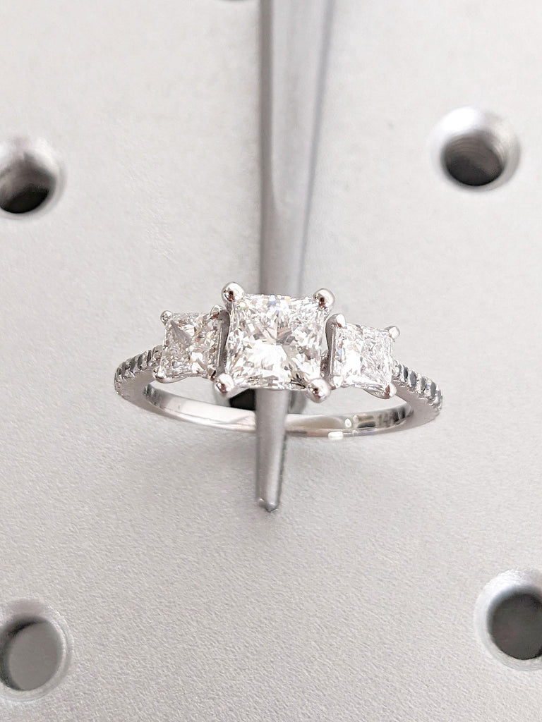 3 Stone Princess cut Certified Lab Grown Diamond Promise Anniversary Ring | 1ct Engagement Ring