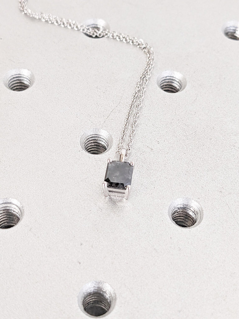 Salt and Pepper Diamond Pendant Necklace, 14k Gold Diamond Necklace Pendant, Unique Chain Necklace, Birthday Gift for Wife, Gold Necklace