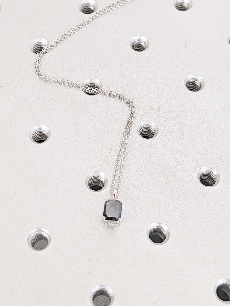 Salt and Pepper Diamond Pendant Necklace, 14k Gold Diamond Necklace Pendant, Unique Chain Necklace, Birthday Gift for Wife, Gold Necklace