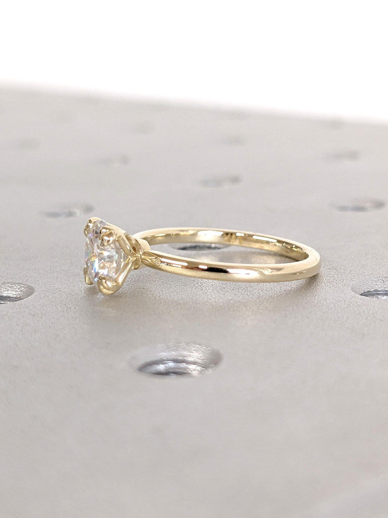 Round Engagement Ring 14k Solid Gold | 1, 1.5, 2 CT Moissanite Engagement Rings | Double Prong Solitaire Moissanite Ring | Gold Promise Ring