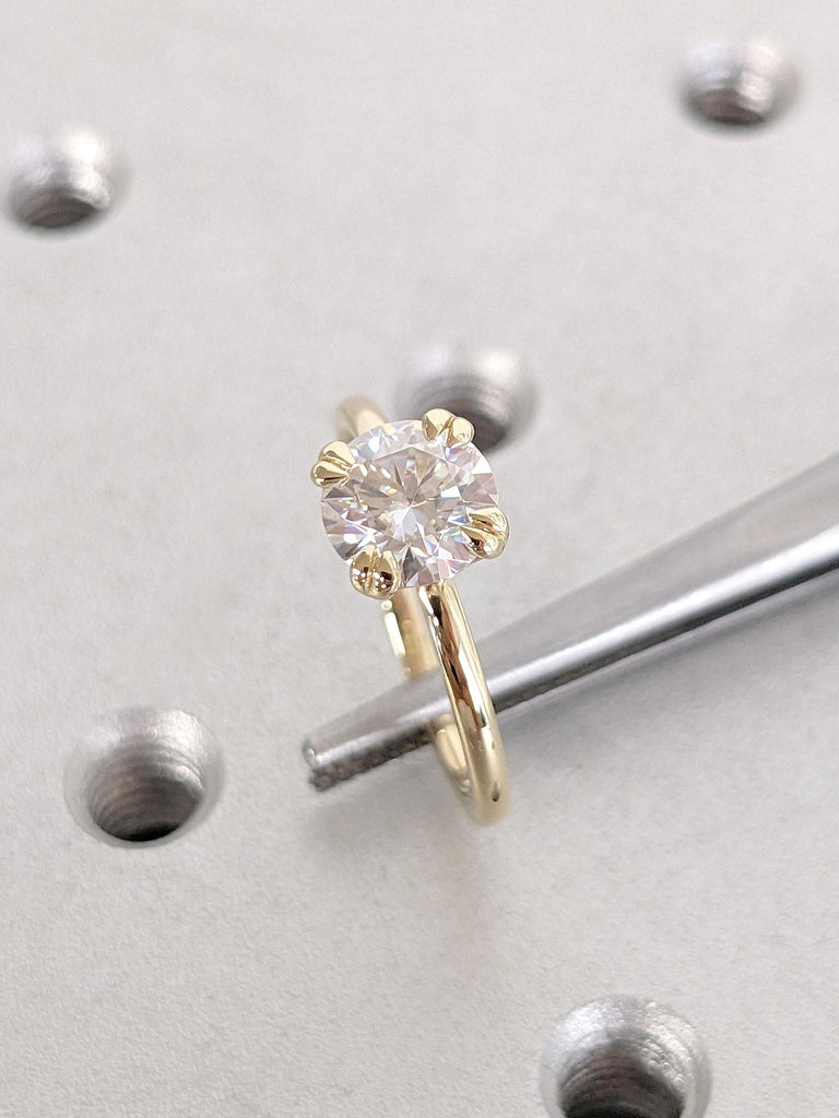 1ct 8-Prong Solitaire Moissanite Diamond Engagement Ring - 14K Gold Classic Round Cut Ring, Minimalist Jewelry | Comfort Fit Gold Band