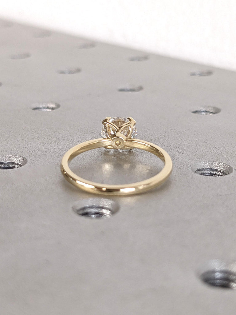 Unique Tulip Flower Basket Setting Engagement Ring | Solitaire Ring | Simple Promise Ring | Man Made Diamond Ring