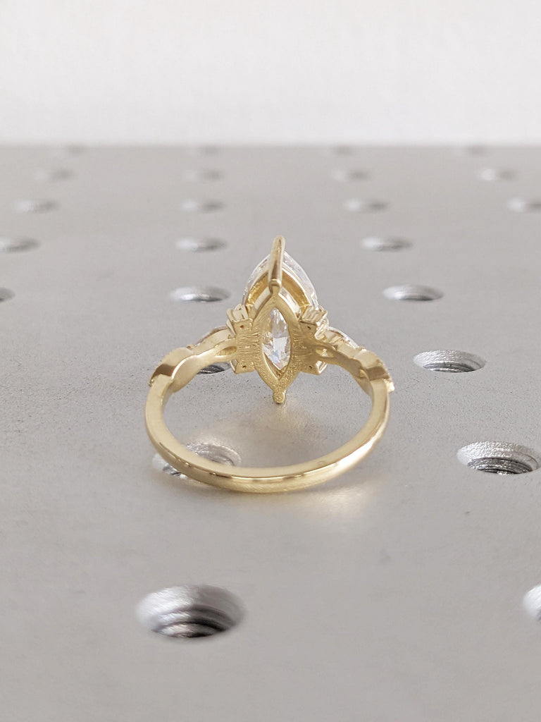 Lab Grown Diamond Engagement Ring, 14k Solid Gold Ring, Vintage Wedding Ring, Marquise Cut Diamond Ring, Lab Diamond Ring, Personalized Ring