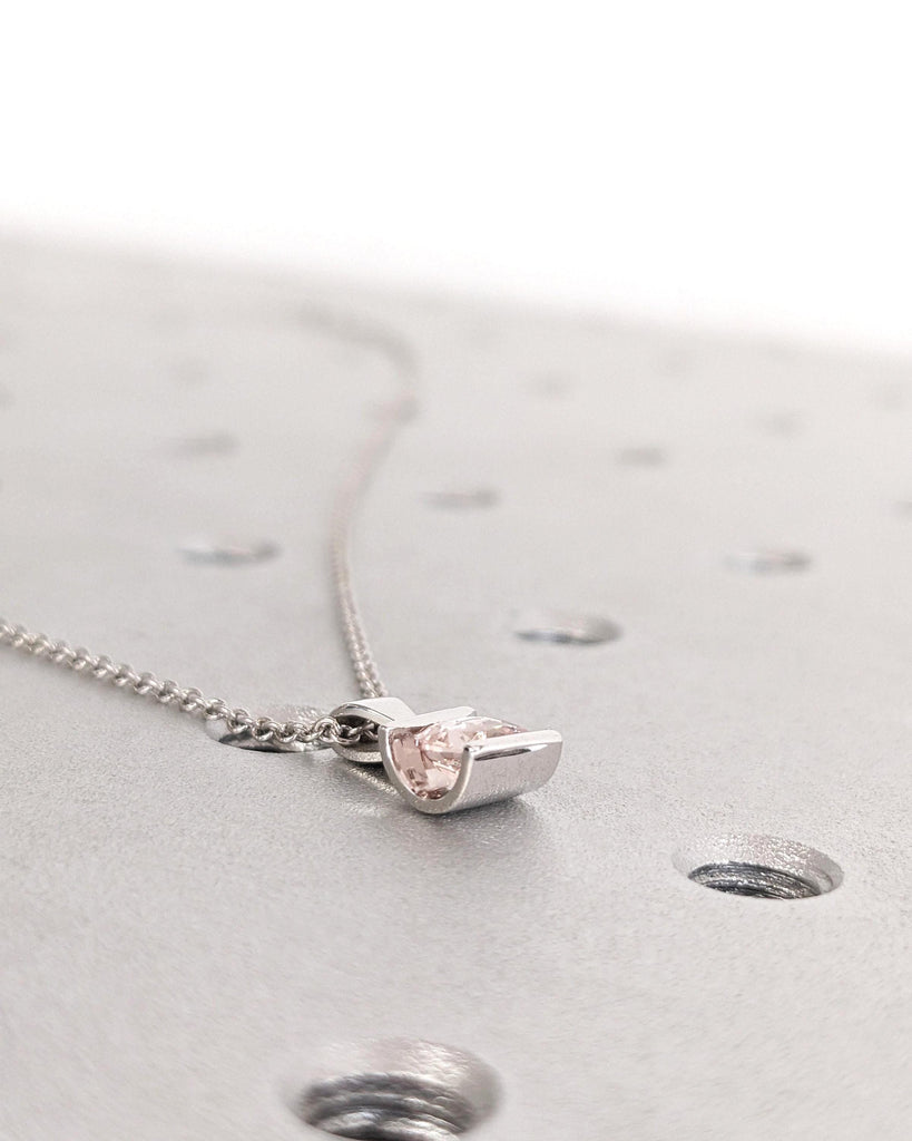 Round Pendant Necklace | Pink Morganite Gold Chain Necklace for Women | 18k Gold Necklace | Birthstone Jewelry | 38, 42, 45cm Gold Chain