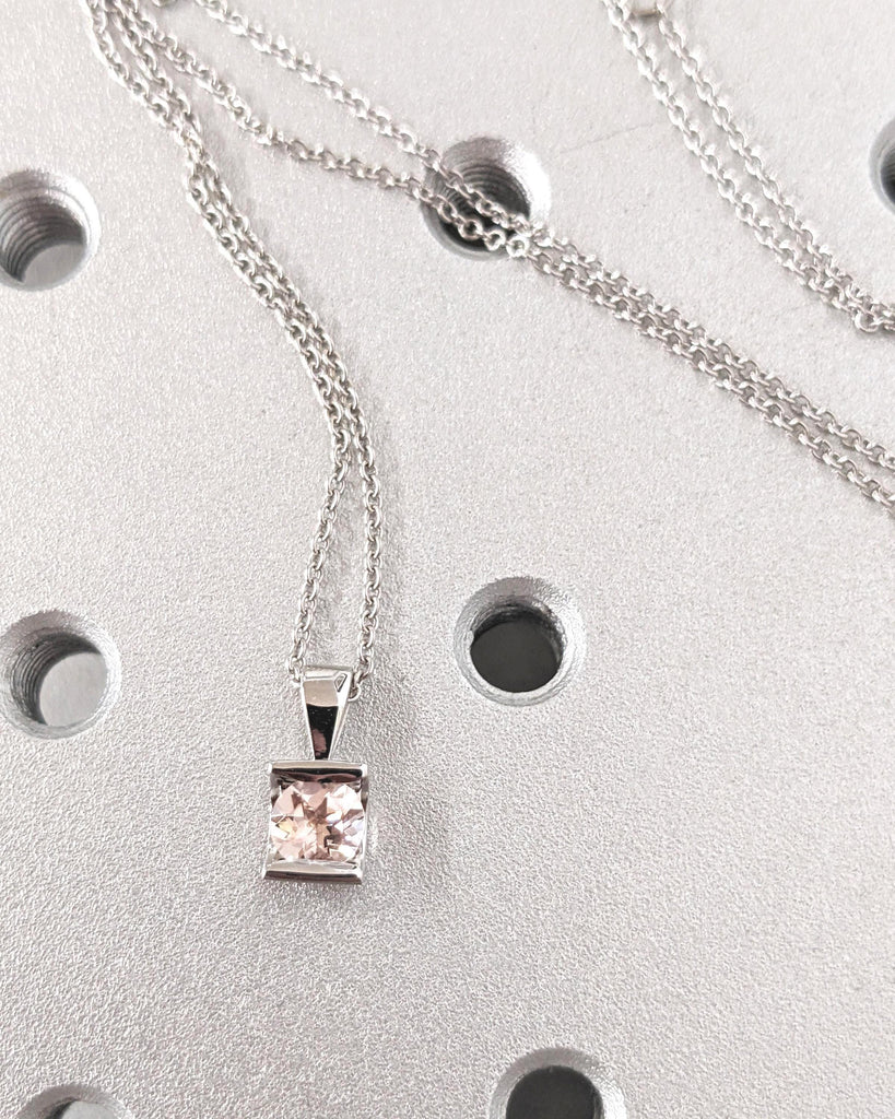 Morganite Birthstone Jewelry | 42cm Gold Chain Necklace | Morganite Pendant